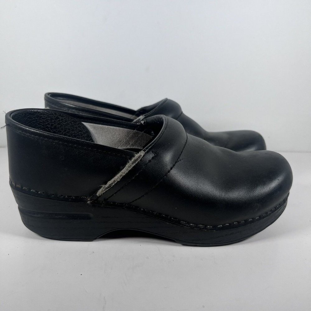 Dansko Black Slip On Wedge Clogs Shoes Round Toe Women's 38